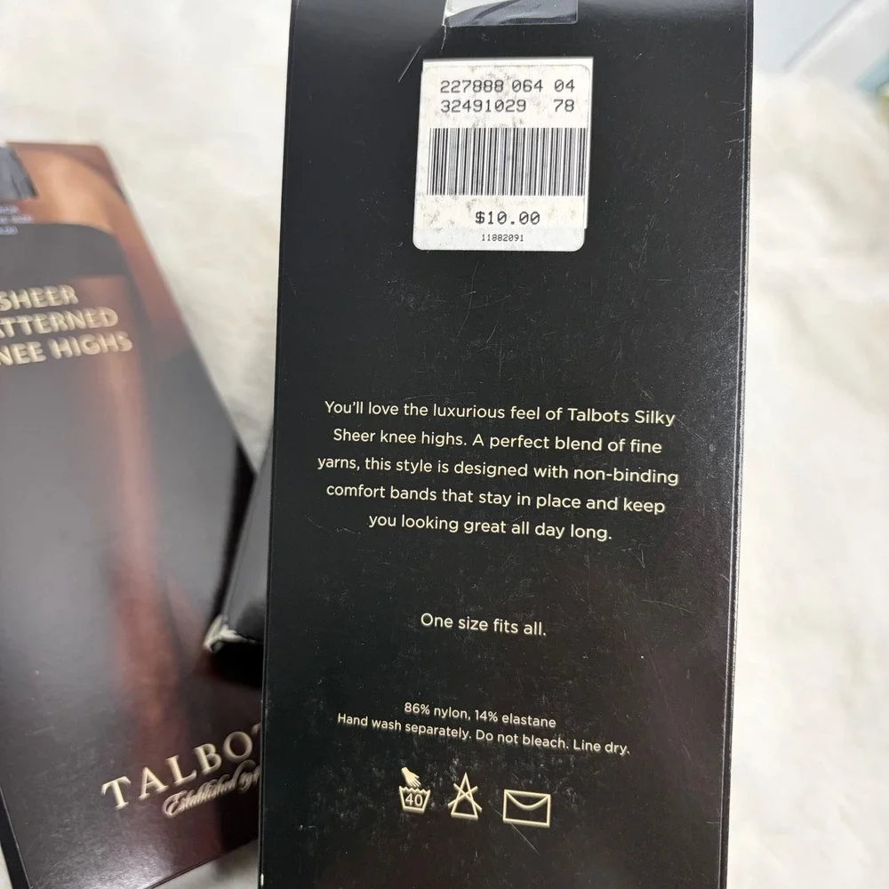 Talbots‎ Knee Highs Bundle 8 Pairs Black Light Nude Silky Sheer One Size NEW